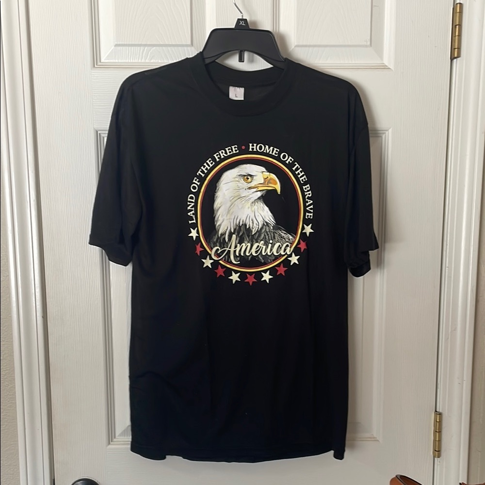 Black Graphic T-Shirt with Eagle Design